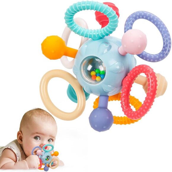 Montessori Teething Toys for Babies 0-6 6-12 Months, Baby Teether Sensory Toys - Picture 1 of 7
